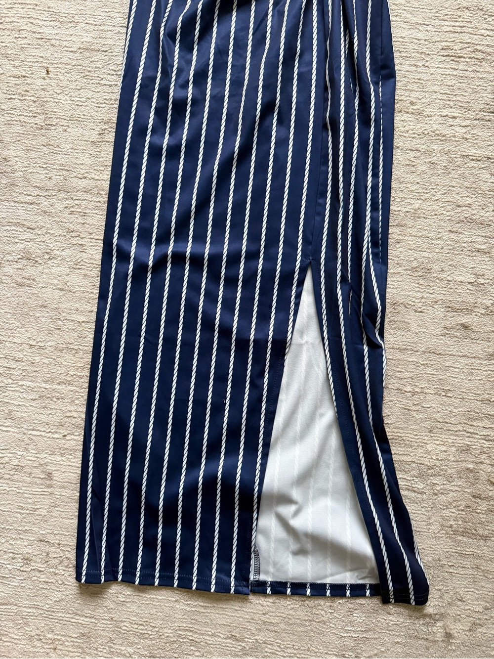 Striped Navy Knot-Front Midi Dress (Size Small) - Picture 4 of 5